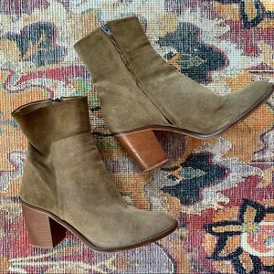 Zara suede block heel ankle boots